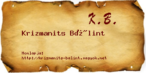 Krizmanits Bálint névjegykártya