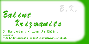 balint krizmanits business card