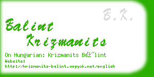 balint krizmanits business card